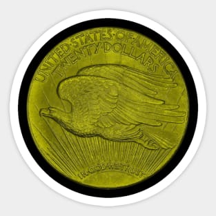 USA Twenty Dollars Coin in Yellow Sticker